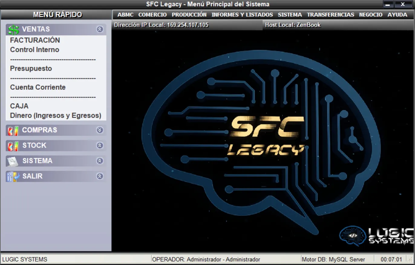 Menú principal SFC Legacy